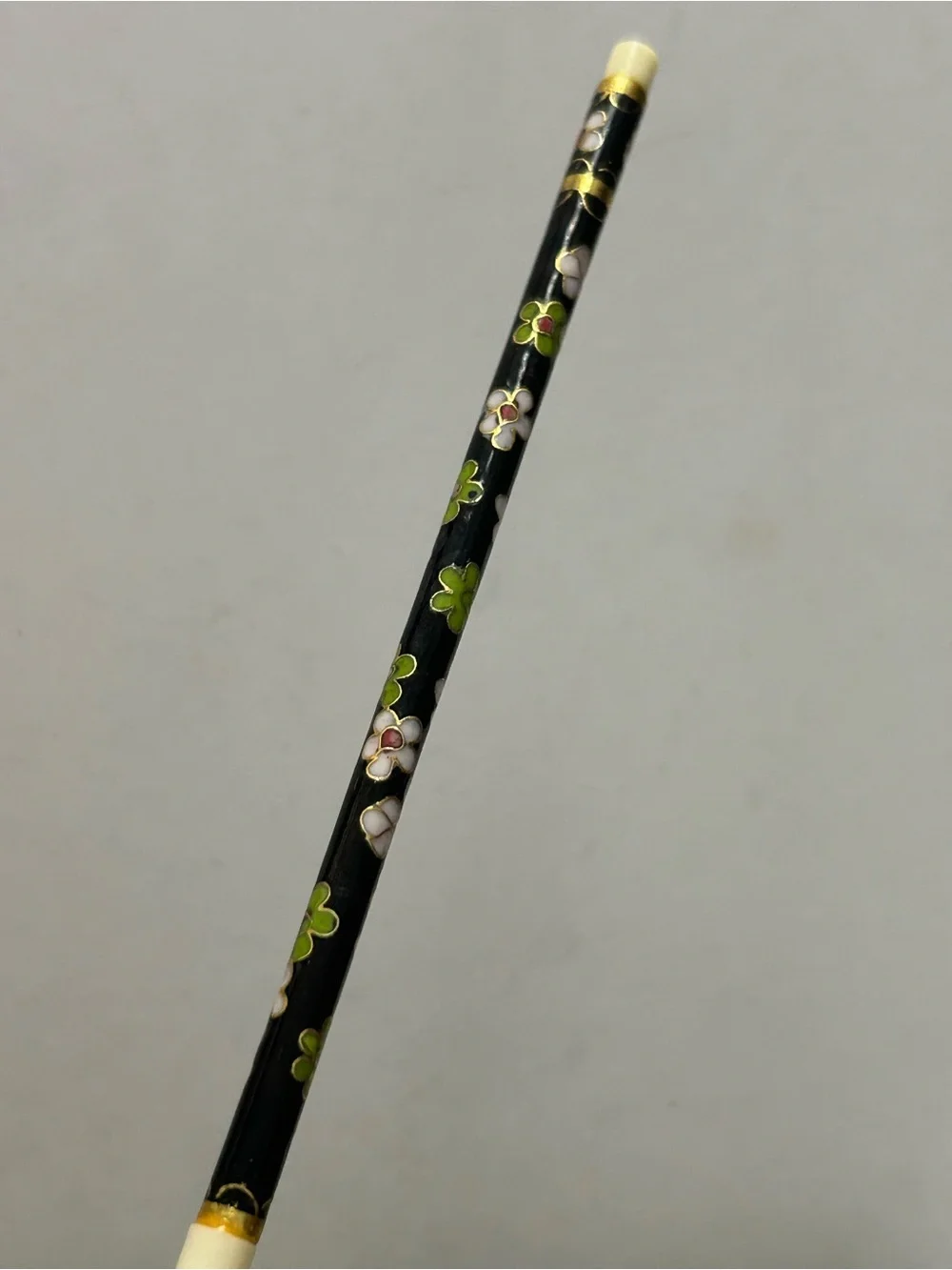Vintage Chopstick Set Cloisonné Floral with Original Box 2 Sticks
